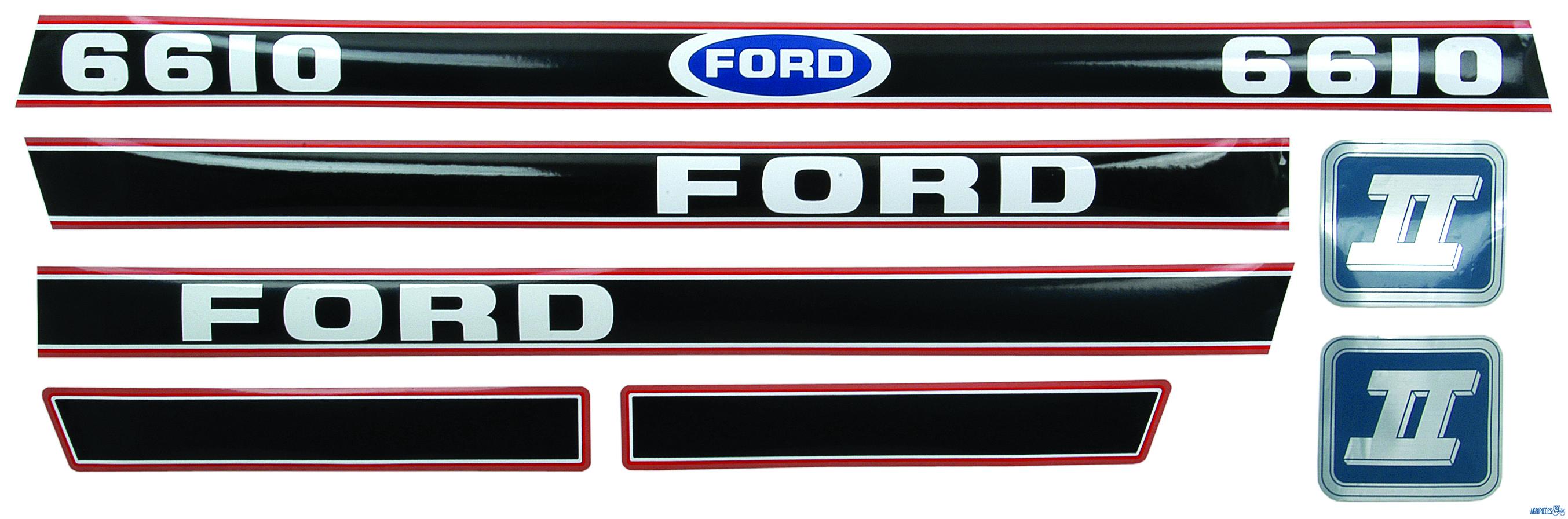 Autocollants Ford 6610 Force 2 rouge et noir