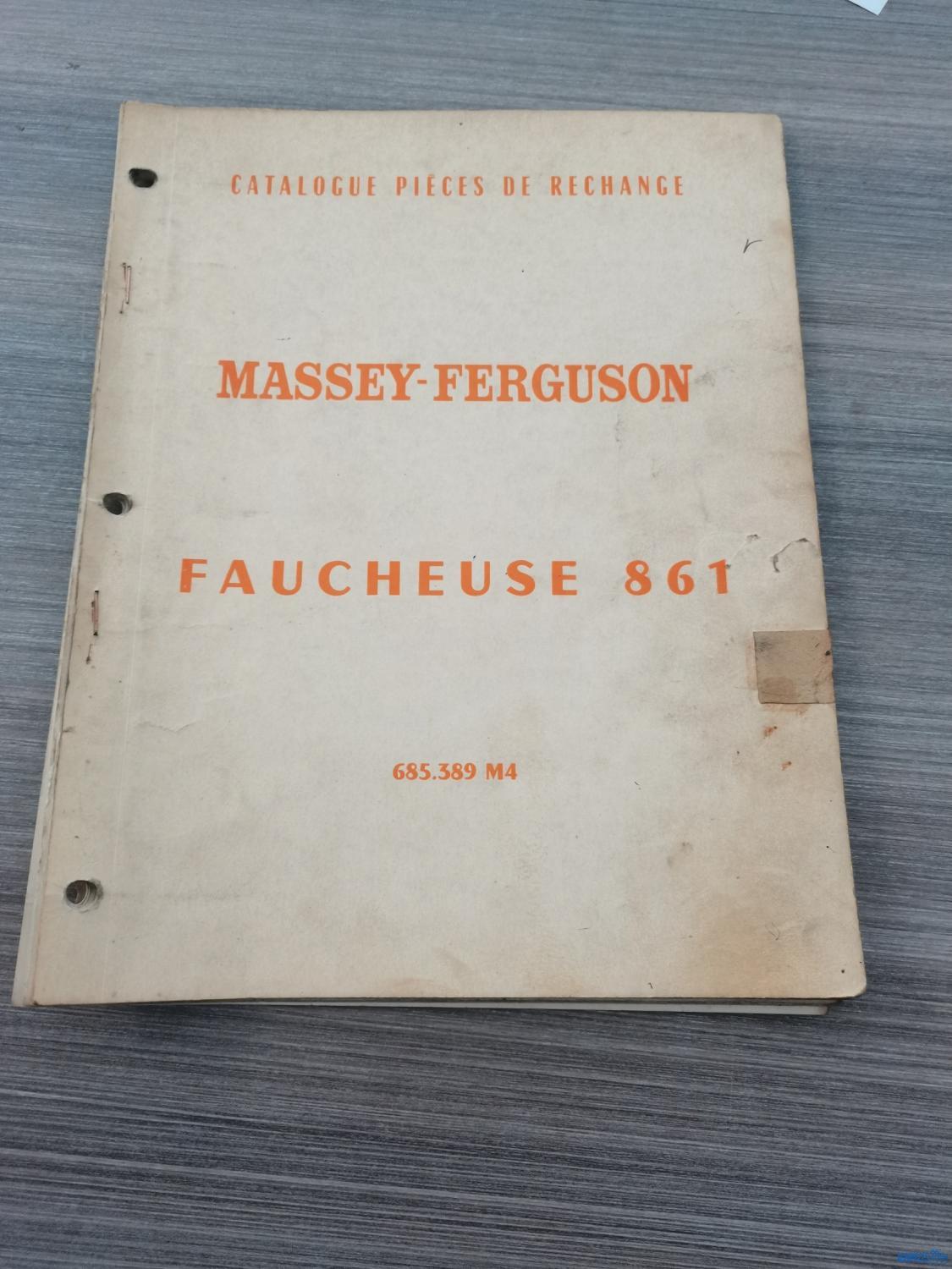 Catalogue de pièces détachées pour faucheuse 861 Massey-Ferguson