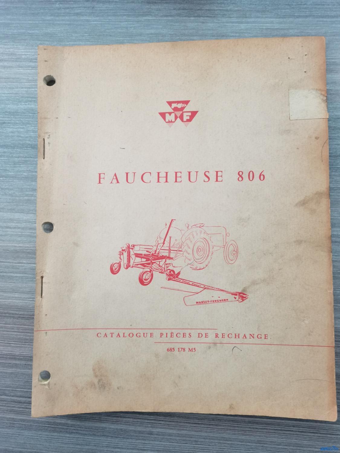Catalogue de pièces détachées pour faucheuse Massey-Ferguson 806