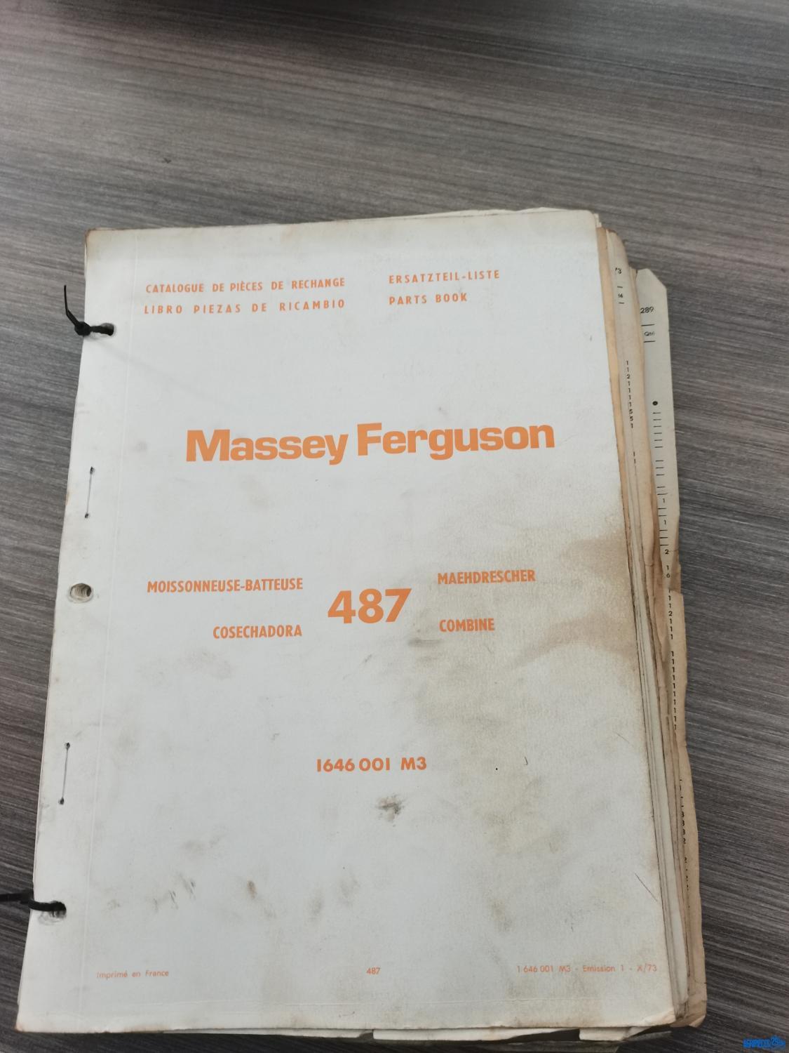 Catalogue de pièces détachées pour moissonneuse Massey-Ferguson 487