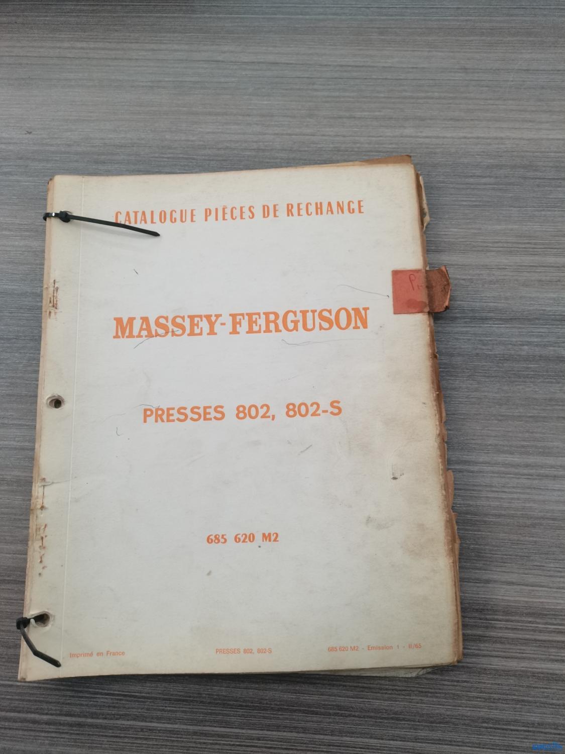 Catalogue de pièces détachées pour presse Massey-Ferguson 802, 802-S