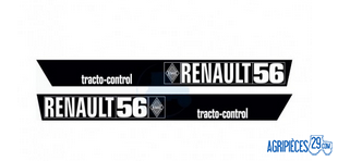 Kit autocollant Renault 56 en fond noir 130565 : AgriPièces 29