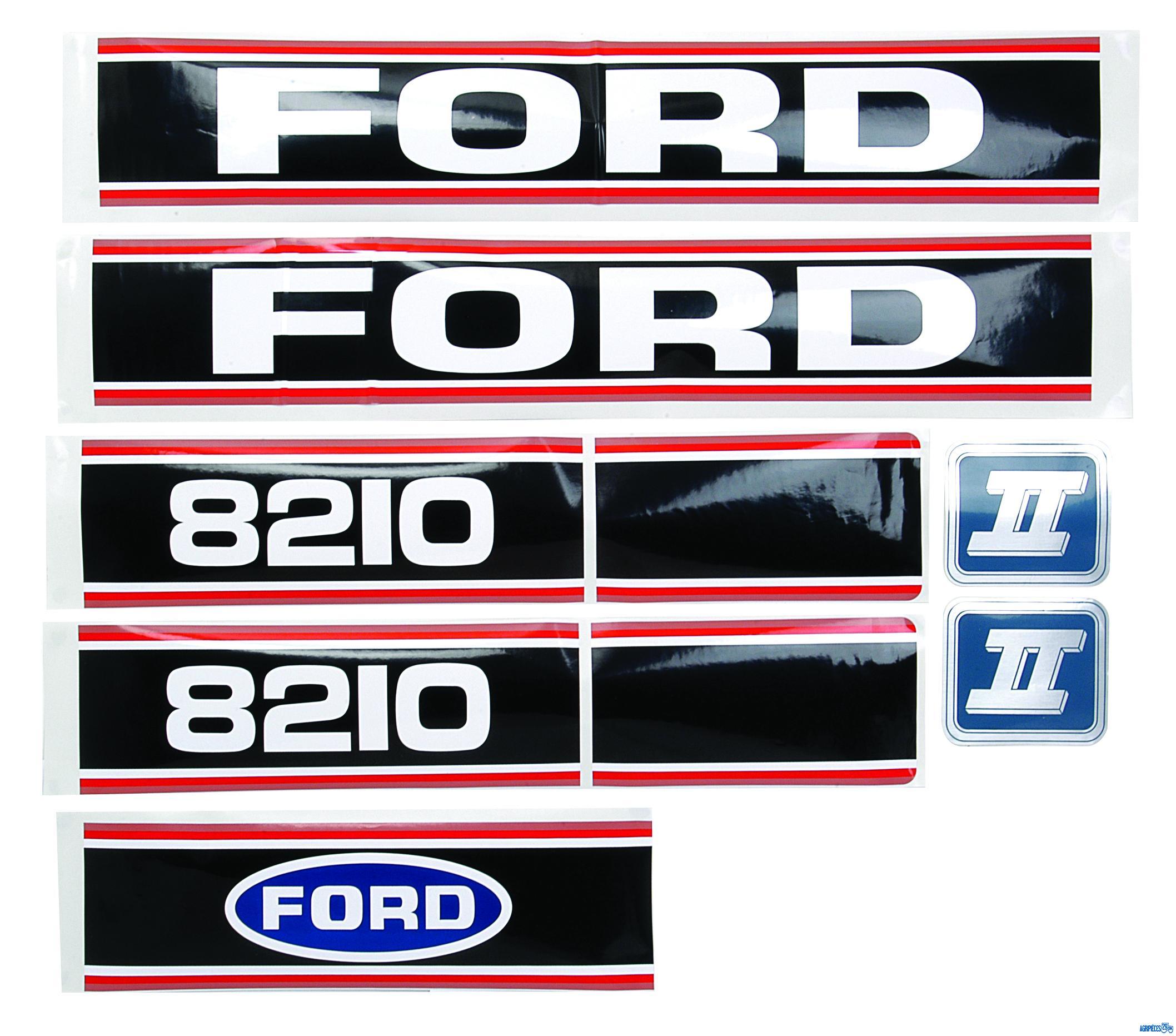 Autocollants Ford 8210 Force 2 rouge et noir