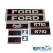 Autocollants Ford 6710 force 2 rouge et noir
