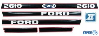 Autocollants Ford 2610 Force 2 rouge et noir